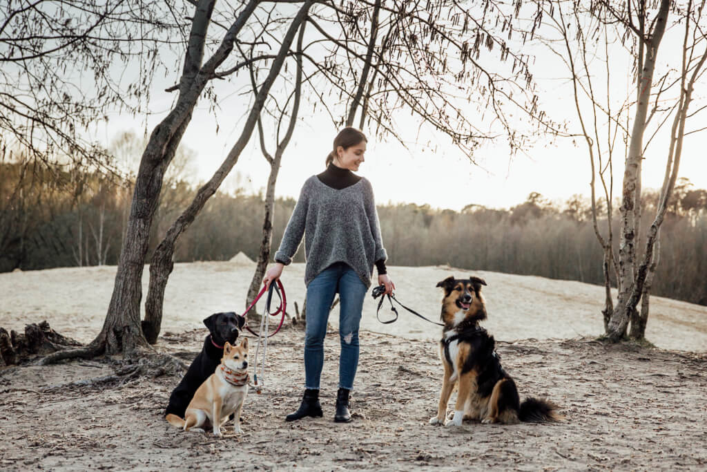 Franzi mit Nala, Monti und Frida in Berlin Grunewald